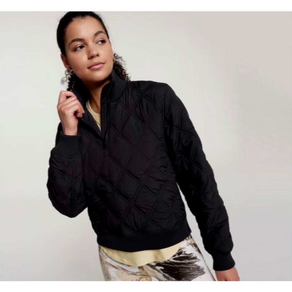 Calia Black Diamond Quilted Quarter Zip Pullover Jacket Womens Small